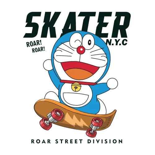 Tee Shirts Printed: Doraemon Skater NYC - Anime Sports Tee