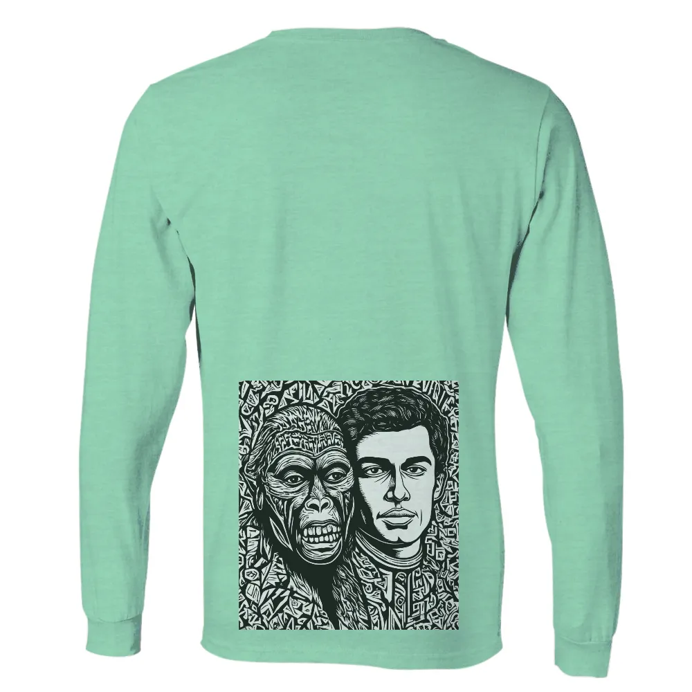 T-Shirts Design: Human and Ape Faces - Thought-Provoking Art|t shirt black and white roblox