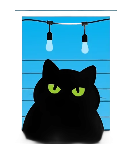 Customized Tee Shirts: Black Cat with Glowing Eyes in the Night