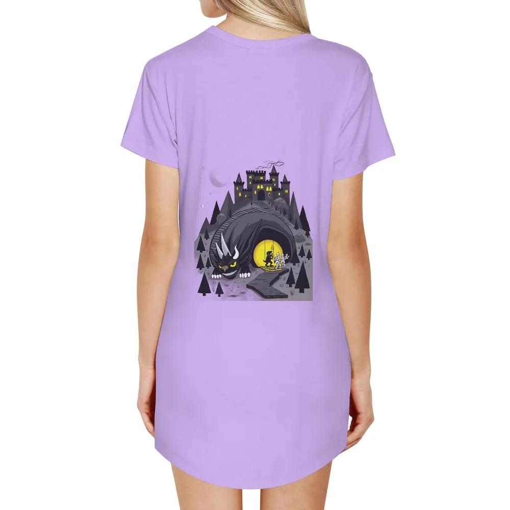 T-Shirts Pattern: Dragon Guardian of the Castle|Giant dragon guarding a castle