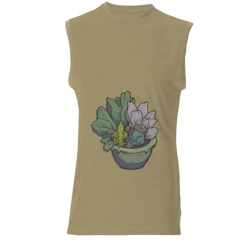 Shirts Graphic Tees: Succulent Harmony - Nature's Tranquility|black and neon green shirt women's