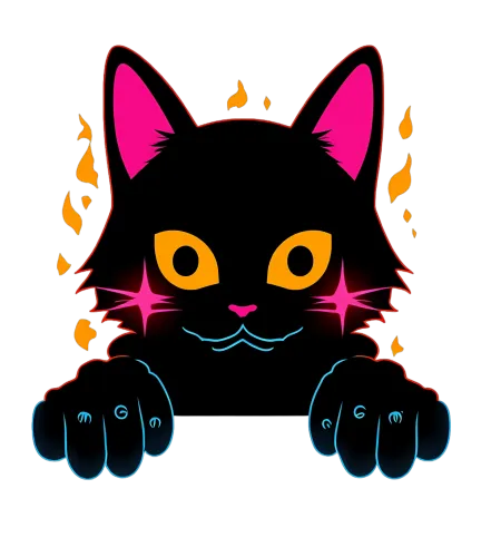 Custom T-Shirt Printing: Neon Cyberpunk Black Cat Adventure