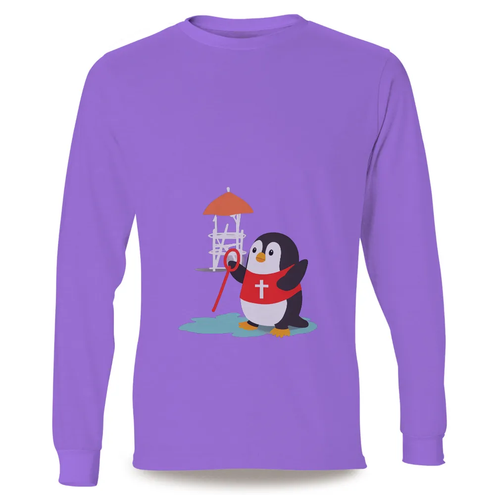 Pete the Penguin Lifeguard Tee Shirt Printing - Whimsical and Joyful Design|embiid city edition t shirt