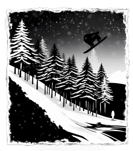 T-Shirts Custom: Snowboarding Adventure Under the Night Sky