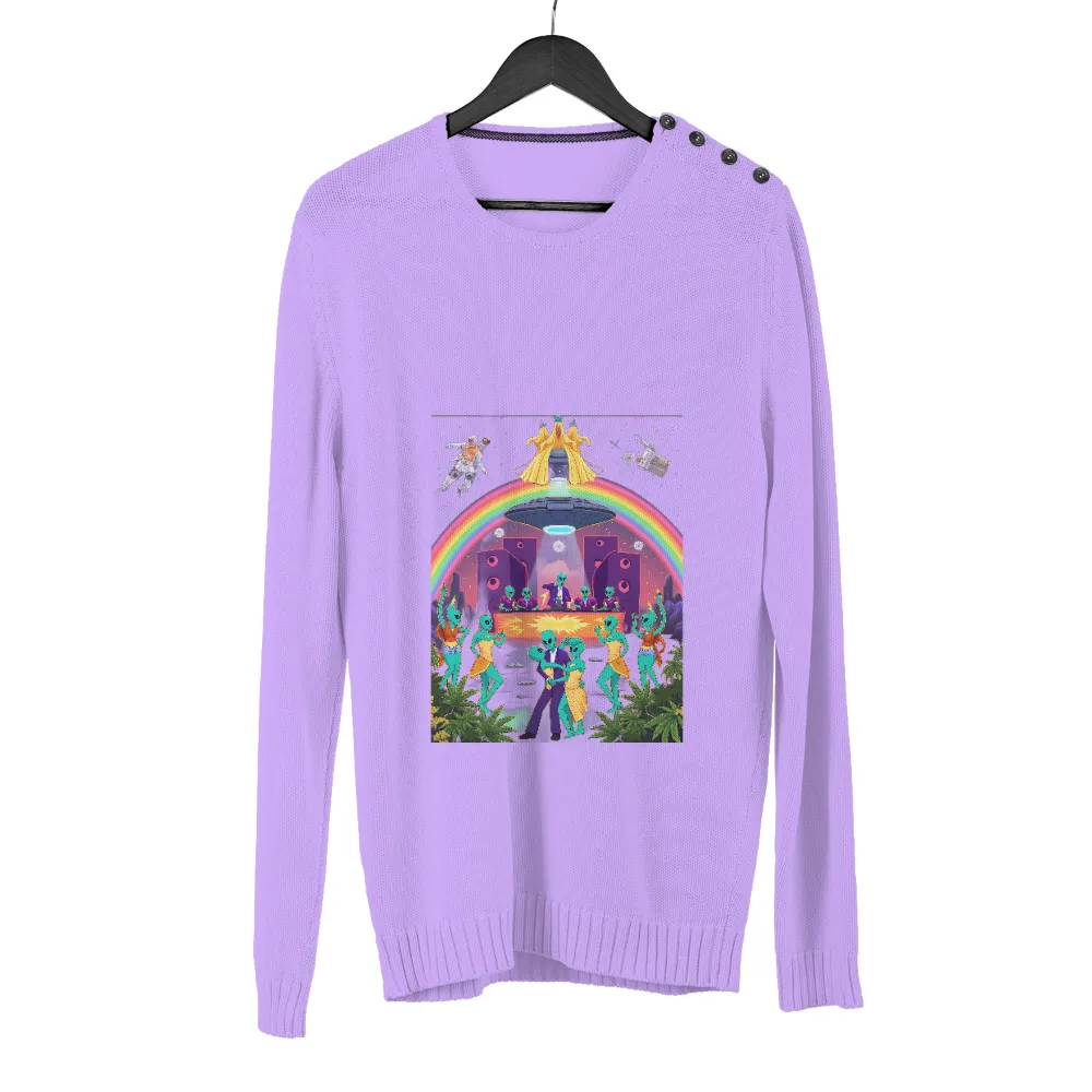 T-Shirts Design: Cosmic Party Under the Rainbow| DJ in a purple suit