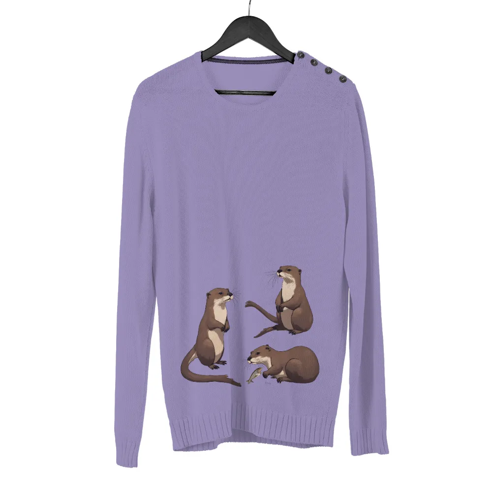 Custom T-Shirt Printing: Otter Guardians - Artistic Wildlife Design|valentine day shirts for family