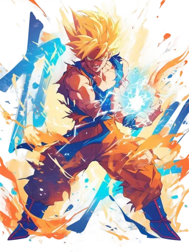 Goku charging up his energy for a powerful attack