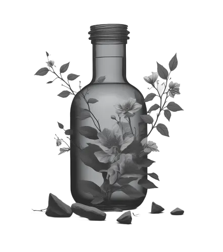 Customized Tee Shirts: Monochrome Bottle with Floral Elegance