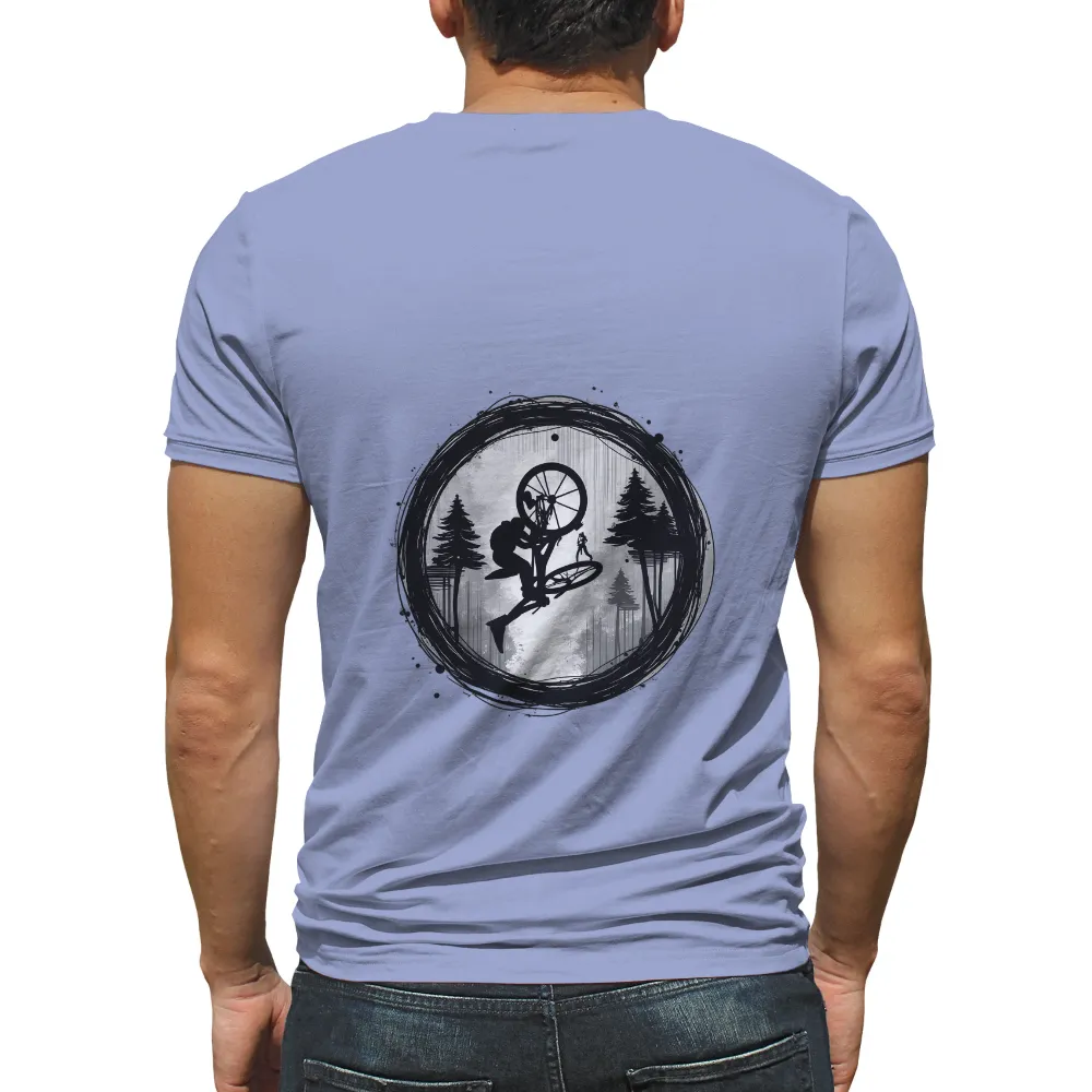 Custom T-Shirt Printing: Adventure Awaits with Cycling Silhouette|pokemon forest shirt