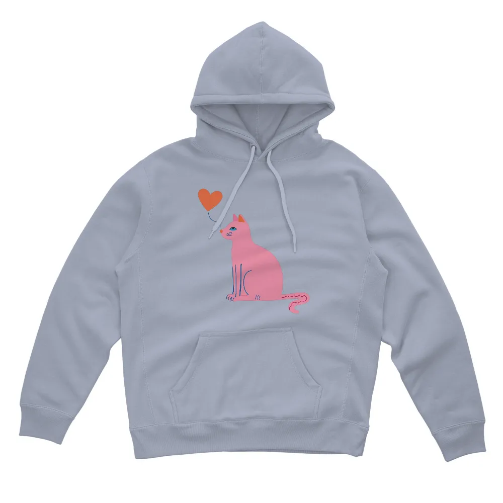 Tee Shirt Printing: Pink Cat Dreaming with Heart Balloon|day dreamer t shirts