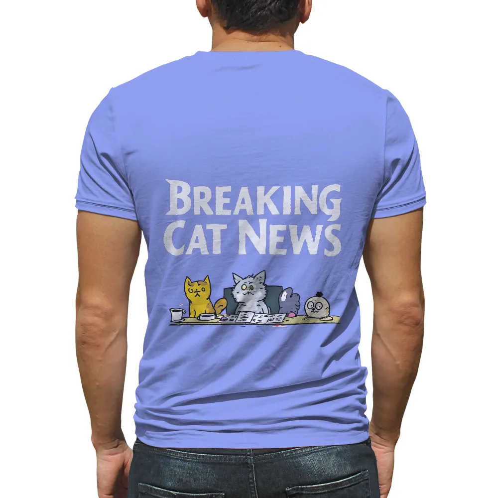 T-Shirts Custom: Breaking Cat News - Whiskers, Paws, and Muffin's Morning Brew|saturday morning pancakes shirts