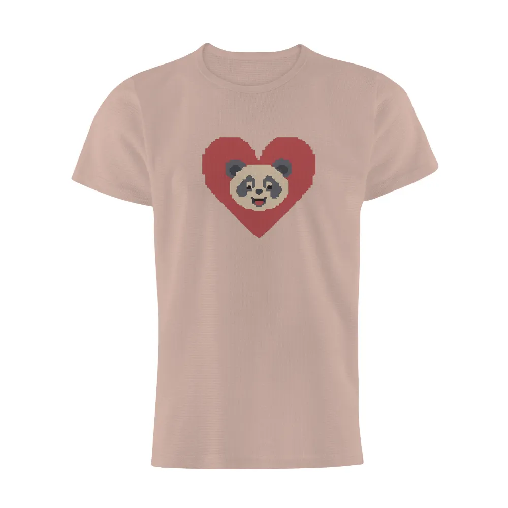 Tee Shirts Printed: Pixel Art Panda Heart - Vintage & Retro Nostalgia|unlimited love t shirt rhcp