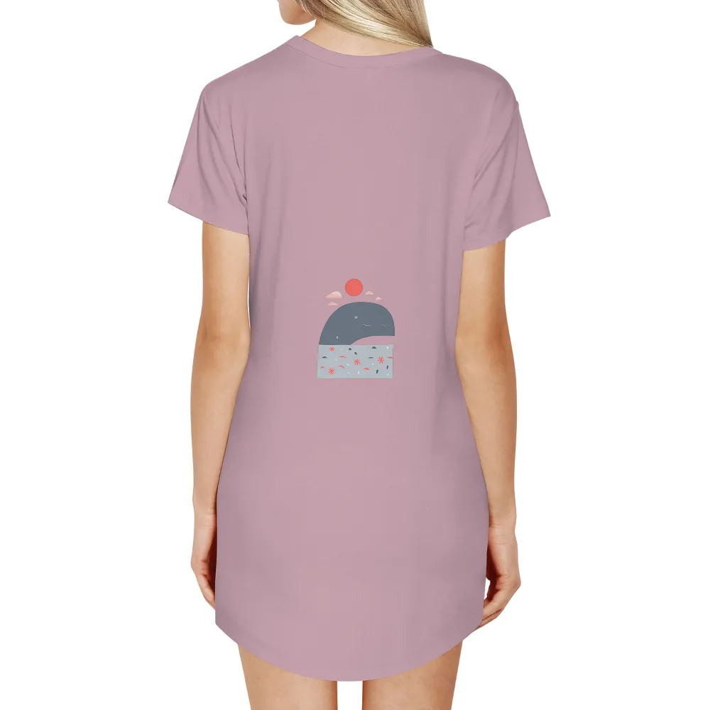 Whale Serenity Minimalist Art for Custom Apparel|high noon sun sips t shirt