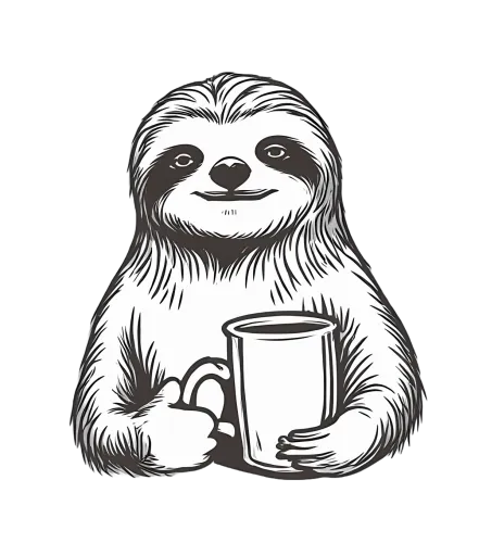 T-Shirts Design: Sloth with Coffee - Enjoying Simple Pleasures