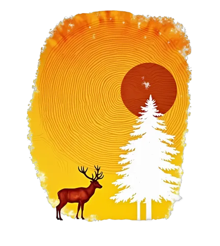 Graphic Tees: Nature's Harmony - Stag and Pine Tree Design