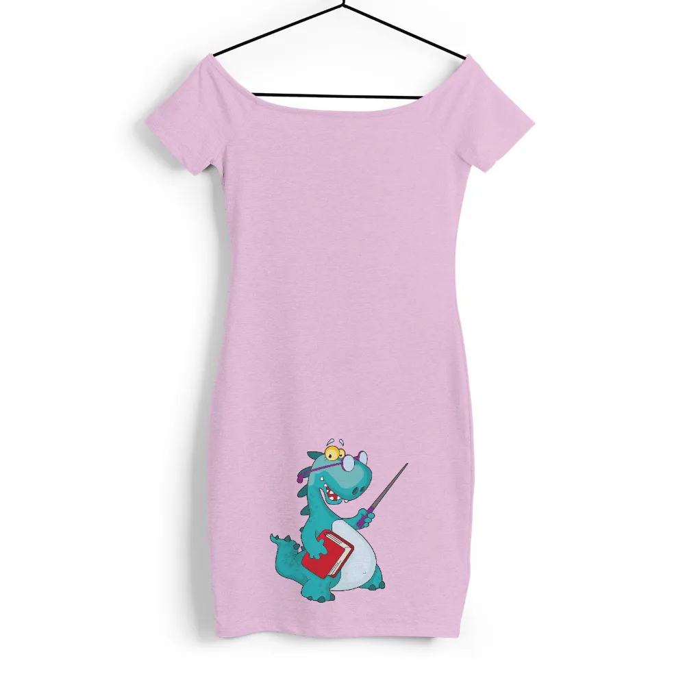 T-Shirts Pattern: Quirky Dragon Teacher with Red Book and Glasses|endor forest summer camp shirt