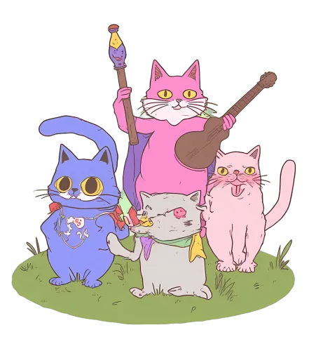 Whimsical Cats: A Symphony of Friendship and Magic - T-Shirts Design