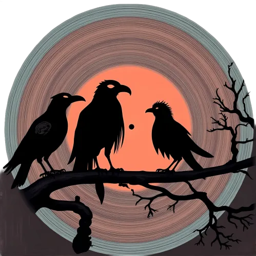 T-Shirts Custom: Crows Under the Blood-Red Moon