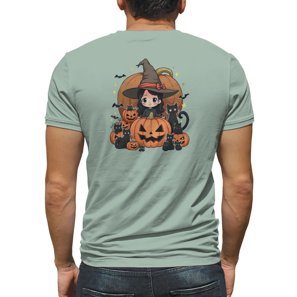 T-Shirts Pattern: Whimsical Witch and Halloween Pumpkins|bloody mary shirt spirit halloween