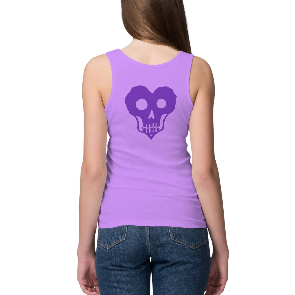 T-Shirts Pattern: Heart Skull in Purple - Artistic Love Design| Clean lines and bold colors