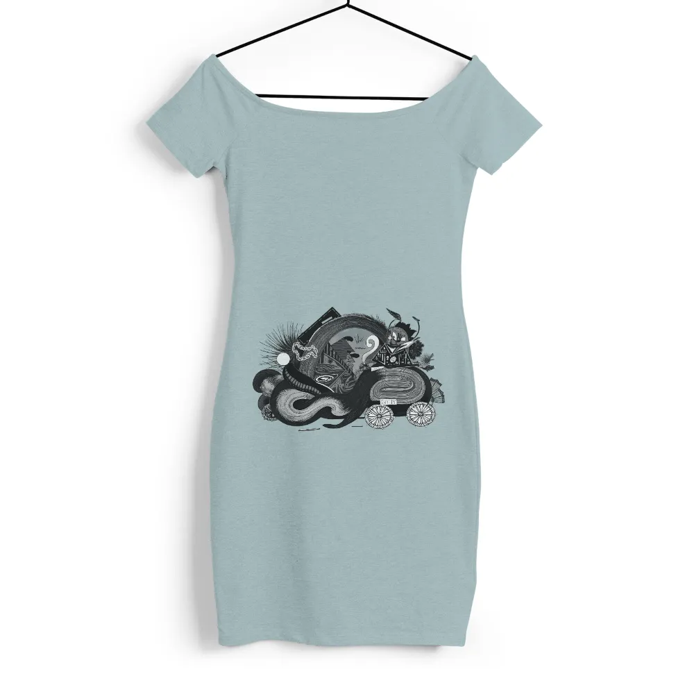 Shirts Graphic Tees: Whimsical Creature on Cart - Explore the Unknown|ganpati t shirt pattern design 2022