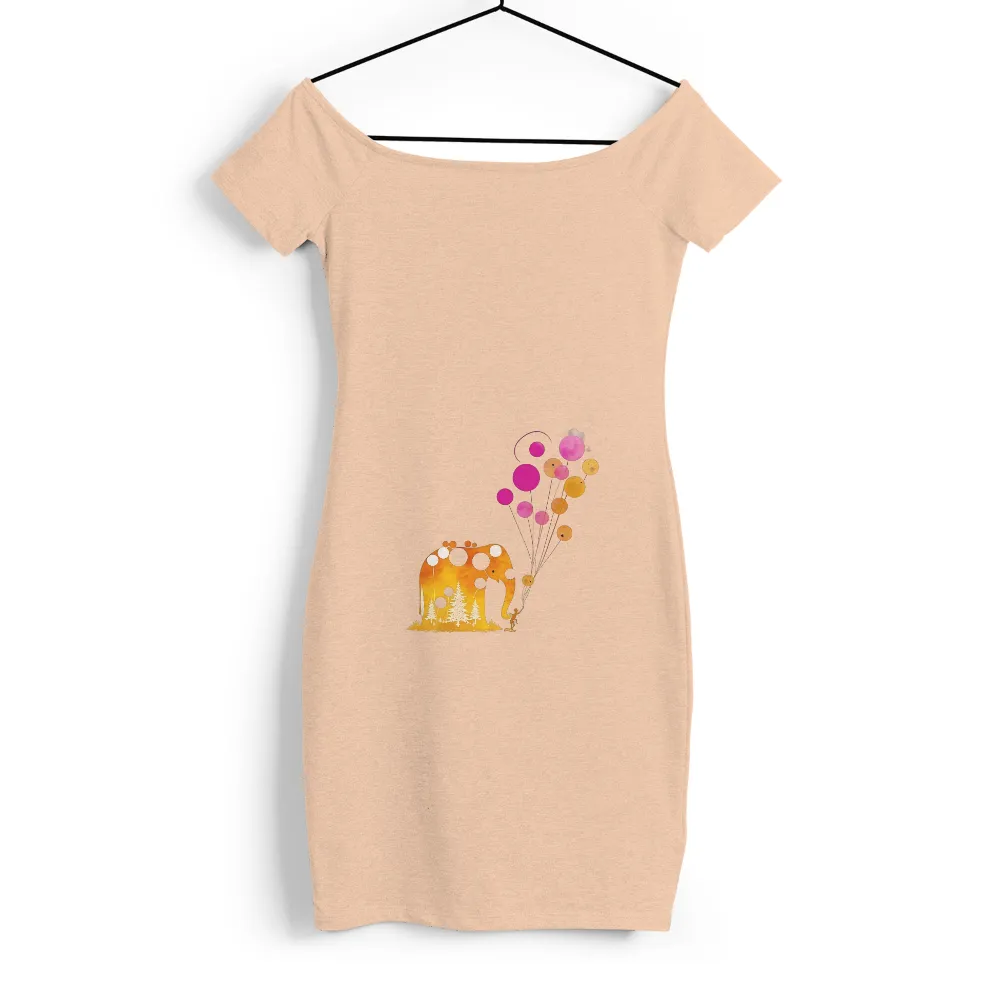 T-Shirts Design: Whimsical Elephant with Balloons - Joy and Wonder|forest doraemon t shirt