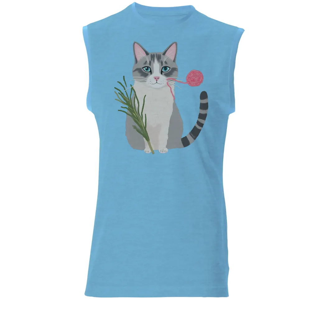 TShirt Printing: Whimsical Cat with Catnip and Yarn - Funny & Quirky Design|t shirt roblox cat