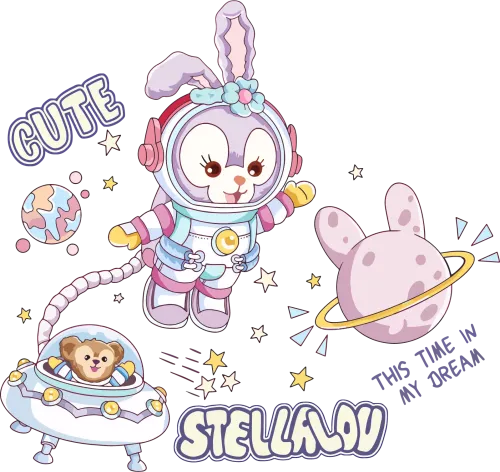 Graphic Tees: Space Adventure with Stella - Anime, Cute, Exploration