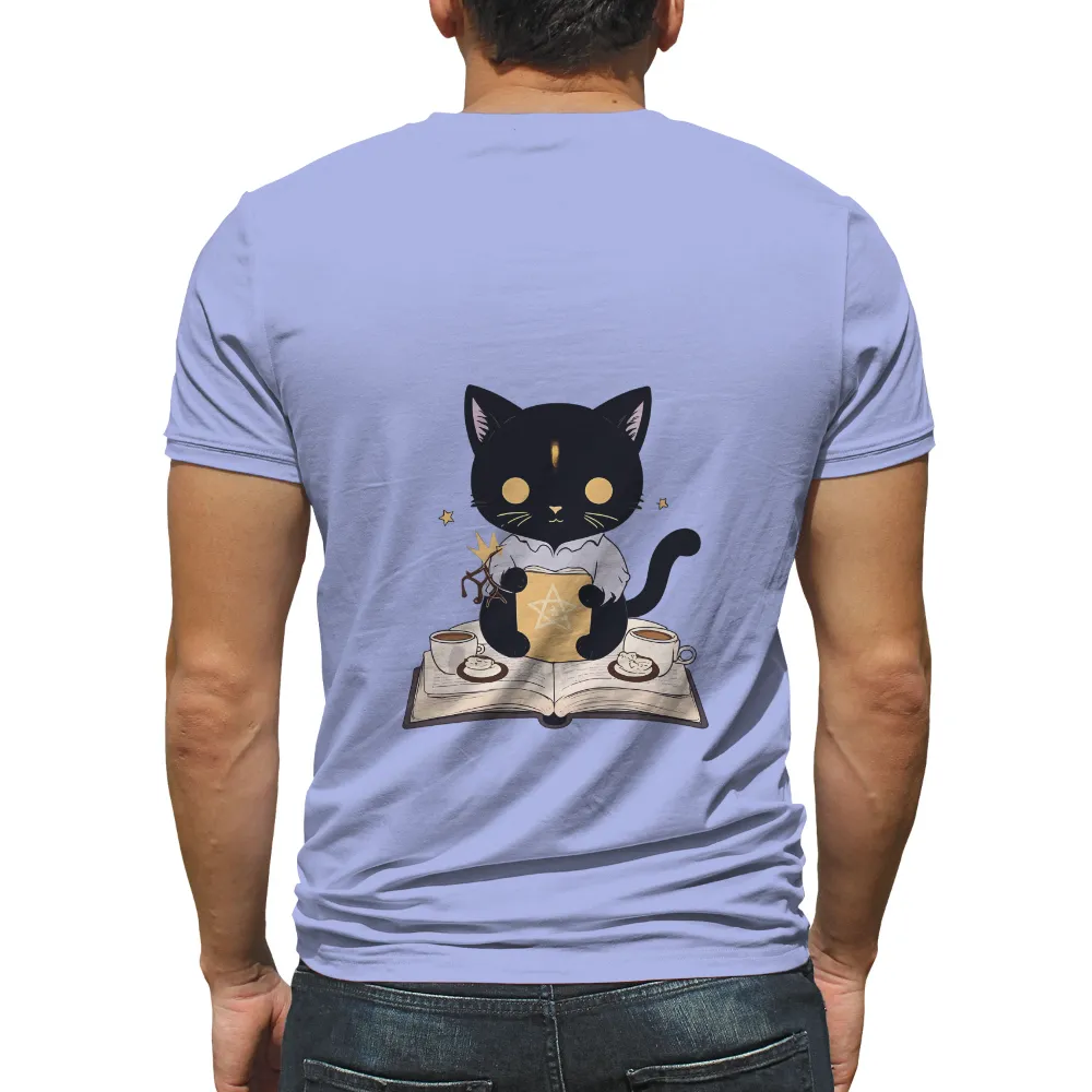 T-Shirts Custom: Enchanted Coffee Cat - Magic & Whimsy|valentine coffee shirt