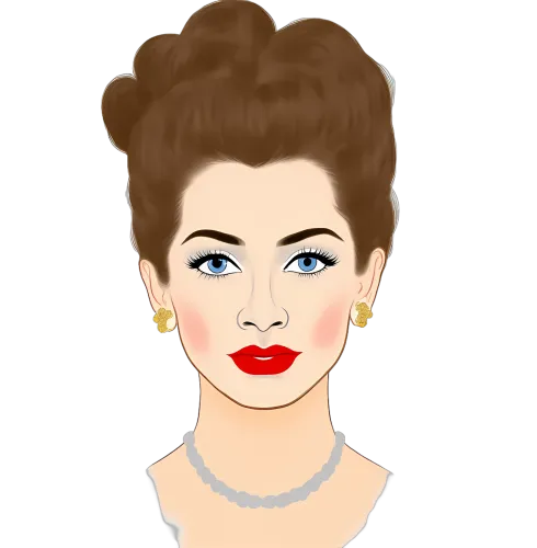 Custom Tee Shirts: Vintage Elegance - Updo Hairstyle, Blue Eyes, Red Lips