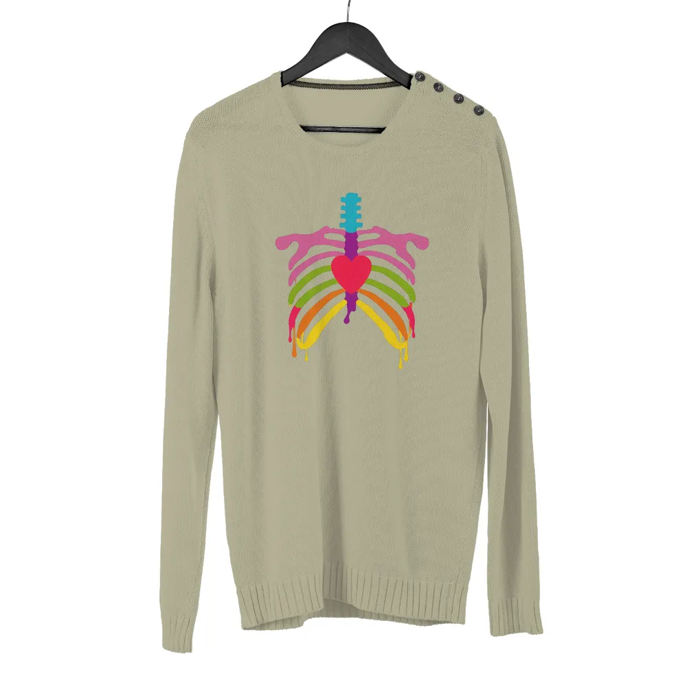 Vibrant Rainbow Heart Ribcage Graphic: Celebrate Diversity and Embrace Individuality|vlone friends tee rainbow