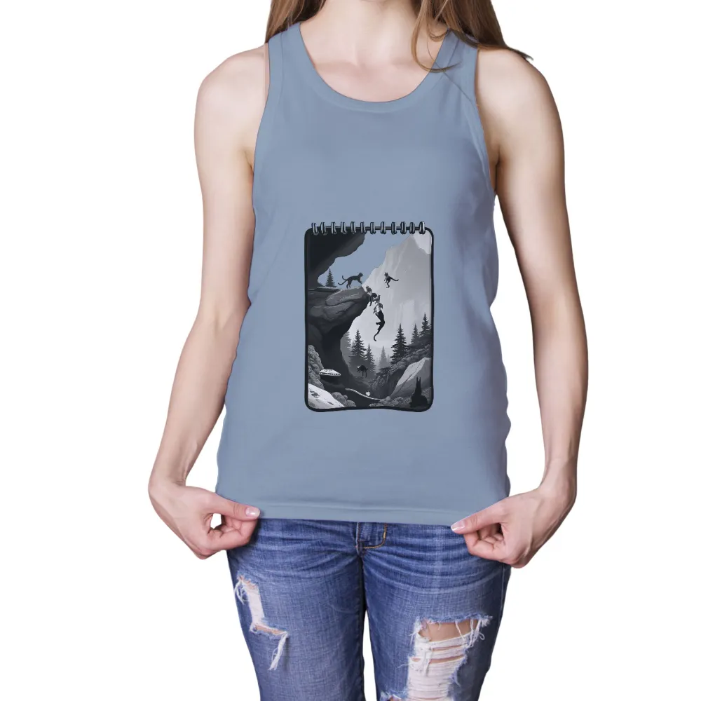 Custom Tee Shirts: Cats Climbing Cliff Adventure|tee essentials fog