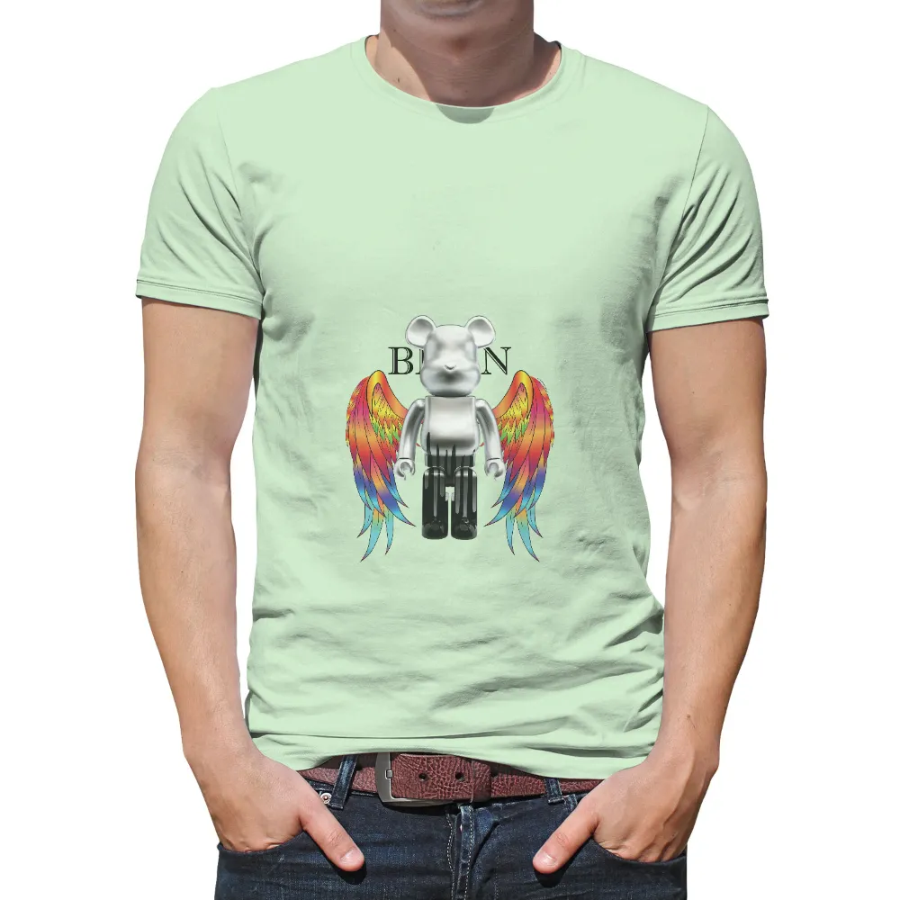 T-Shirts Design: Silver Bear with Rainbow Wings - A Symbol of Hope and Freedom|enes kanter freedom shirt