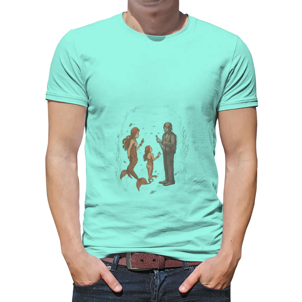 Custom T-Shirt Printing: Mermaids and the Diver - Artistic Fantasy Design|family tshirts custom