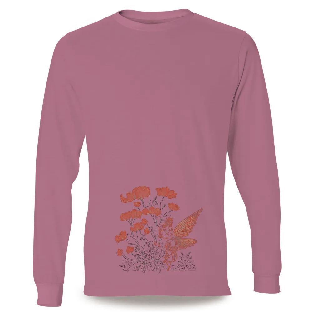 Custom Tee Shirts: Elysia's Coral Garden - Winged Figure in a Mystical Realm|mystery shirt