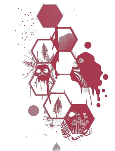 Shirts Graphic Tees: Surreal Forest Guardian in Deep Reds and Blacks