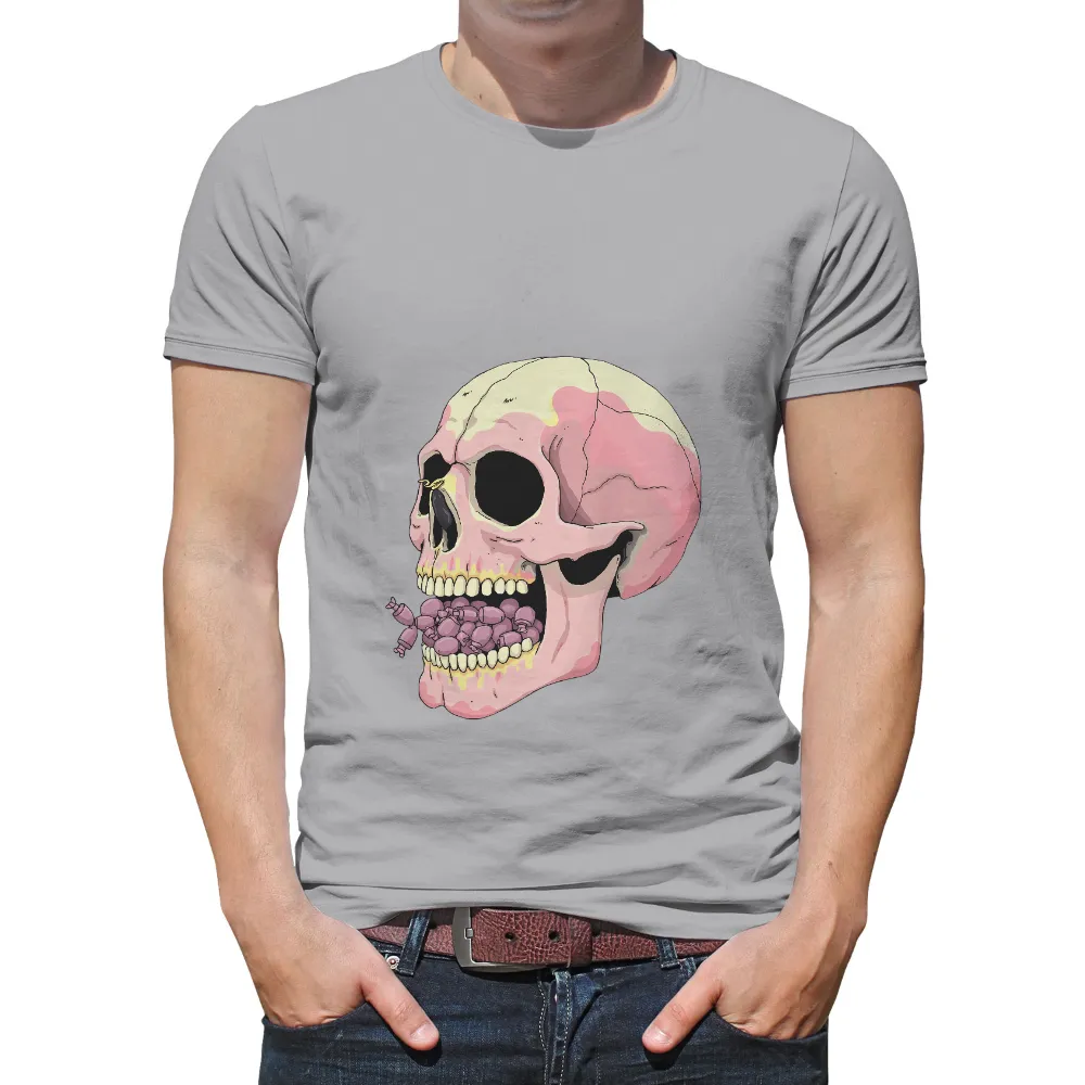 Customized Tee Shirts: Whimsical Skull with Candy - Artistic Design|t shirt roblox purple