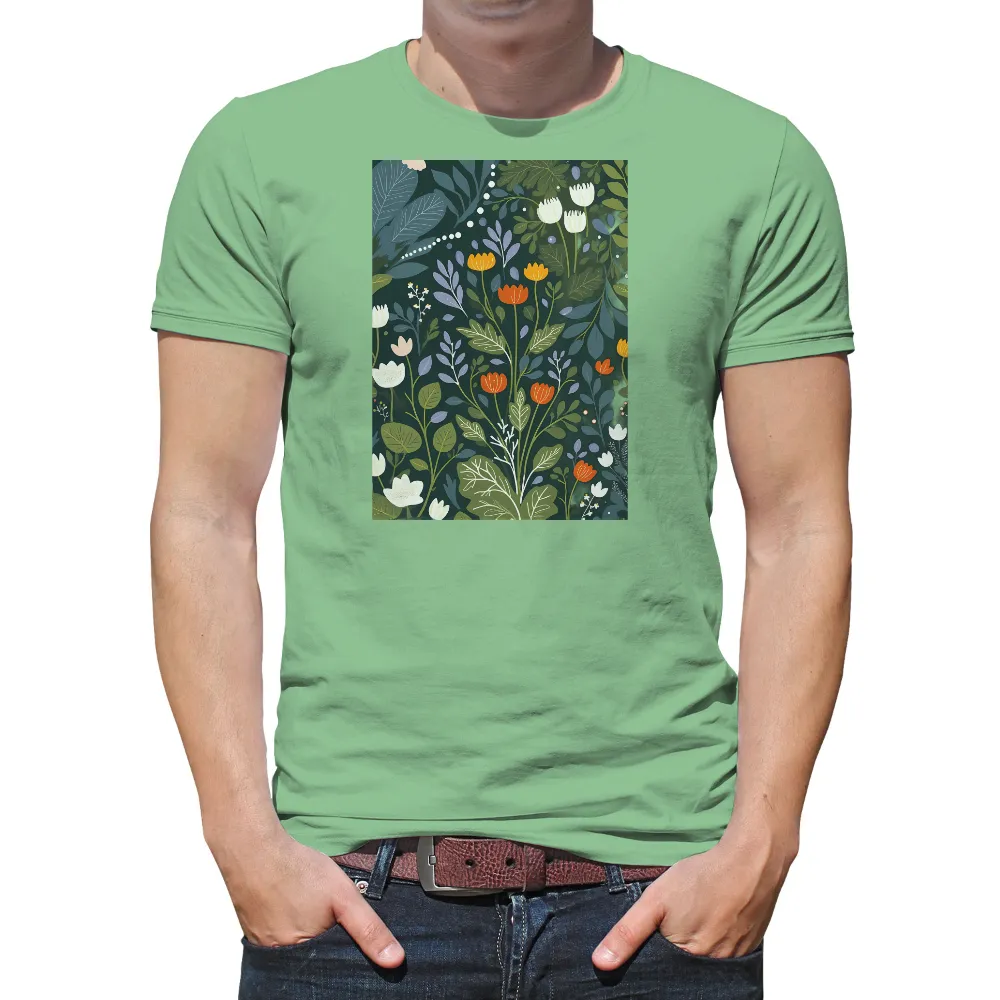 Customized Tee Shirts: Enchanting Floral Meadow Design|t shirt roblox orange