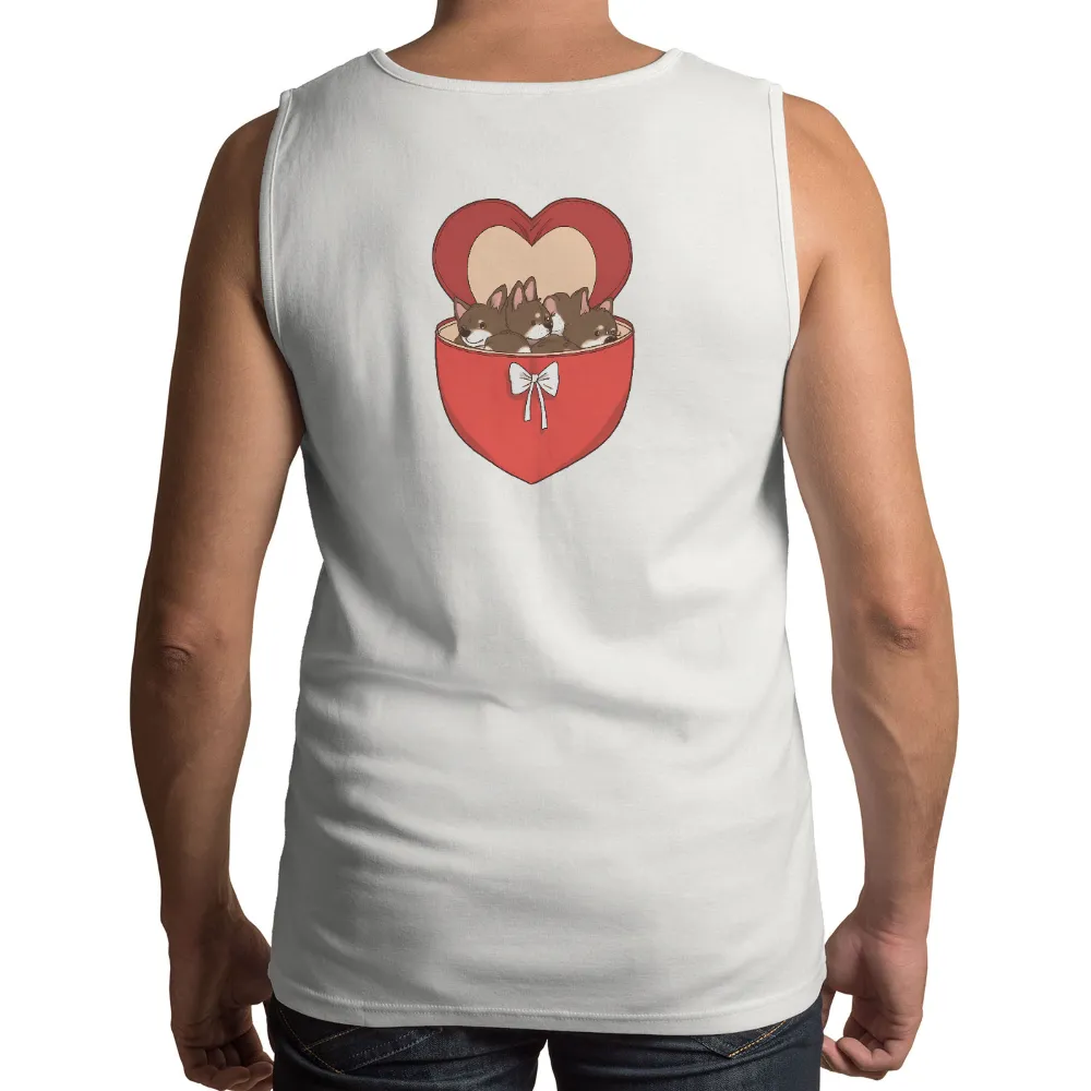 Shirts Graphic Tees | Heartfelt Puppies in a Box| white bow