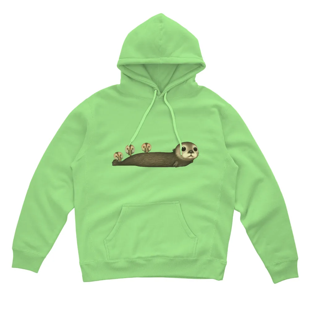 Custom Tee Shirts: Whimsical Sea Otter with Porgs - Adorable and Playful Design|otter space t shirt