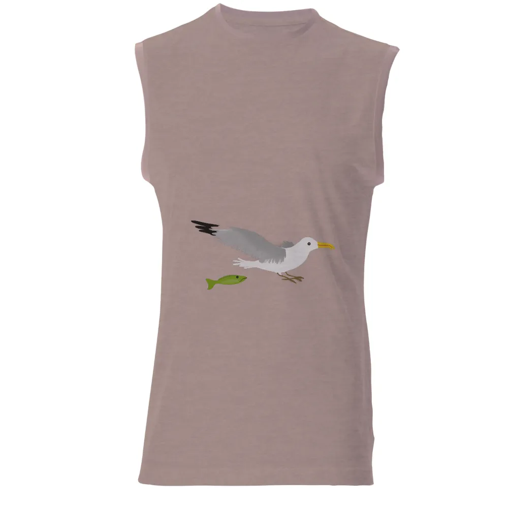 Tee Shirts Printed: Seagull and Fish Friendship Adventure|fish graffiti