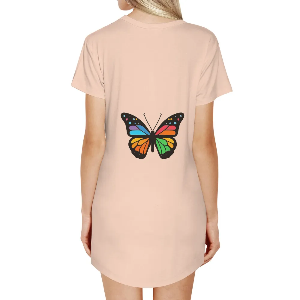 TShirt Design: Aurora's Rainbow Wings - Artistic Butterfly|tie dye butterfly t shirt