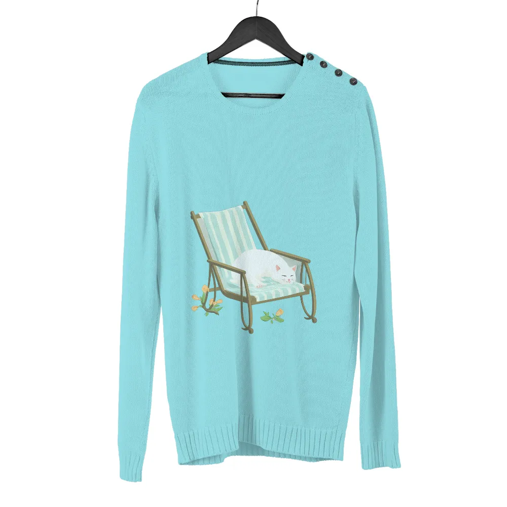 Tee Shirts Printed: Vintage Rocking Chair Cat - Relaxation and Tranquility|golden state vintage tee