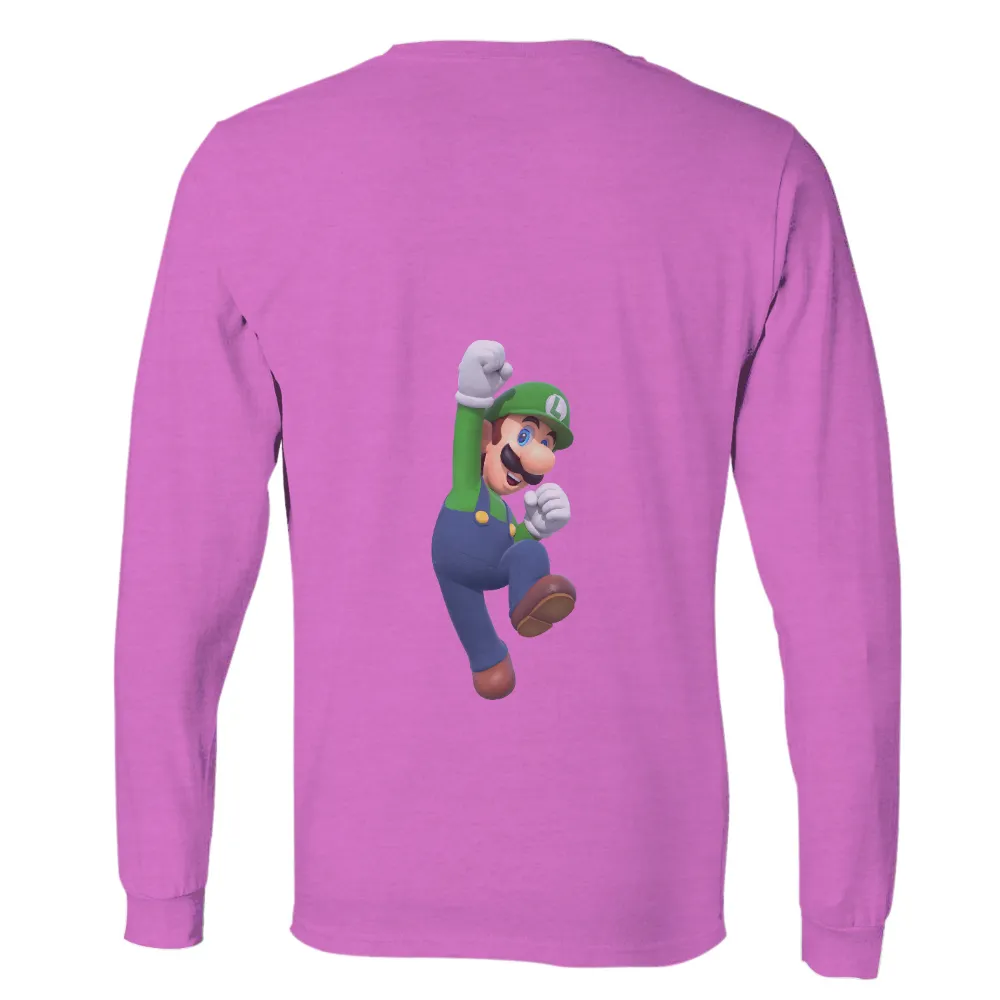 Custom T-Shirt Printing: Luigi's Triumphant Leap - Gaming Nostalgia|mario red nose day t shirt