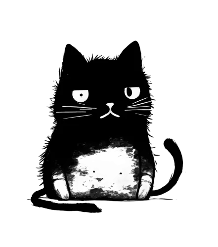 T-Shirts Design: Black Cat with Glowing Eyes - Artistic Celestial Design