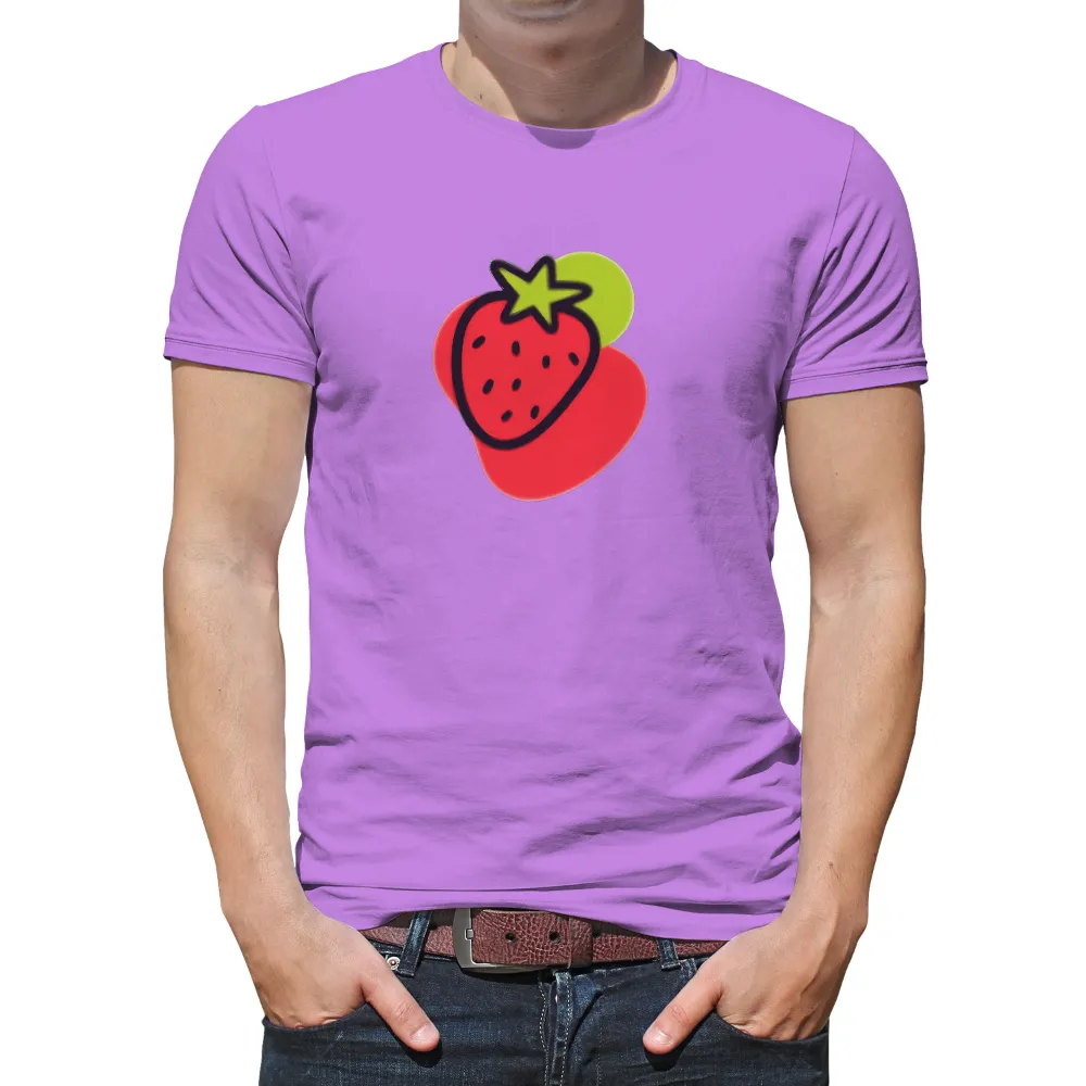 TShirt Design: Whimsical Strawberry - Joyful Summer Days| Green leaf