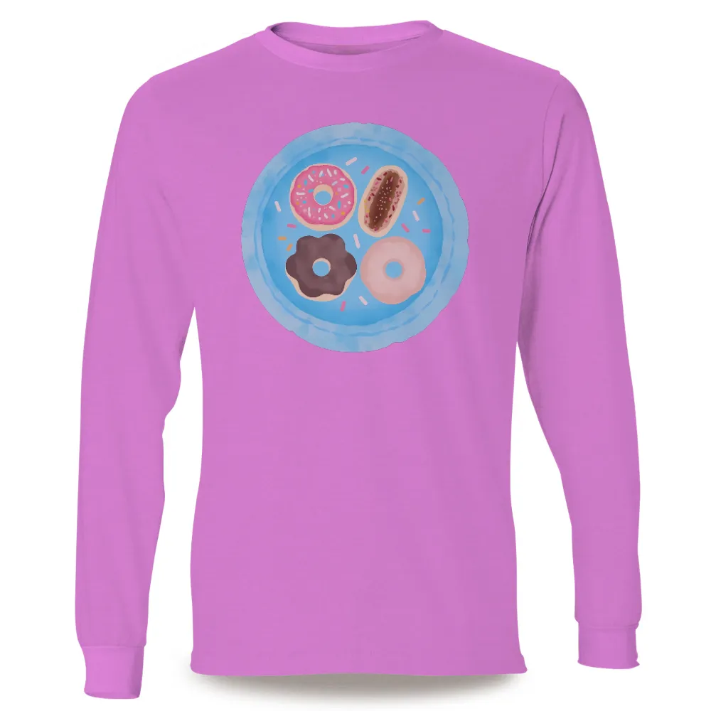 Graphic Tees: Donut Delight | Sweet Morning Vibes| Blue plate with donuts