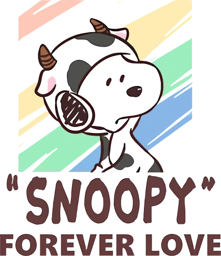 Snoopy Forever Love T-Shirt Printing - Pop Culture, Cow Costume, Pastel Colors