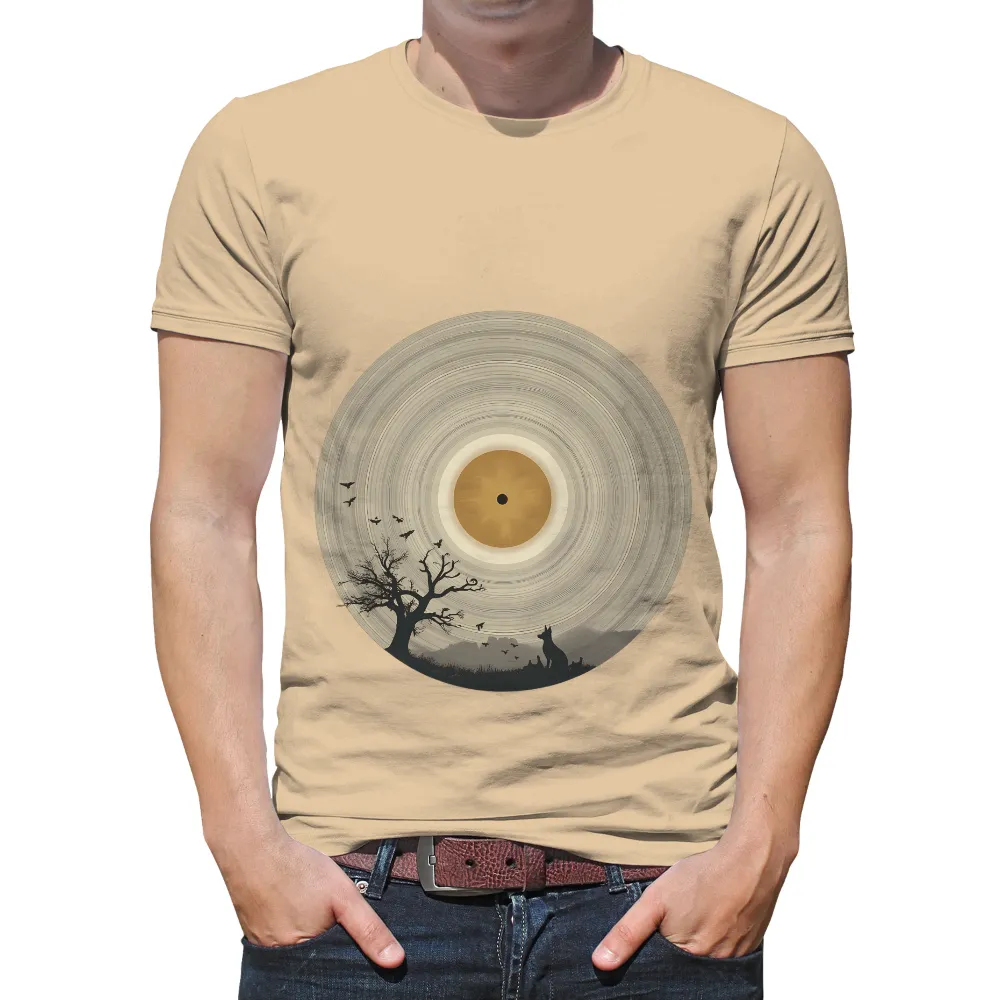 TShirt Design: Luna's Cosmic Vinyl Adventure|fathers day vinyl shirts