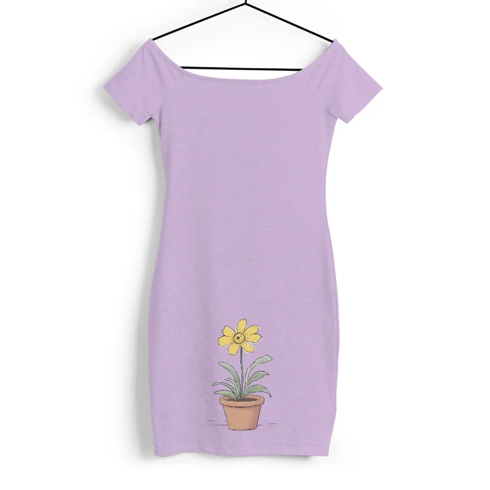 T-Shirts Pattern: Cheerful Yellow Flower in Terracotta Pot|simplicity t shirt dress pattern